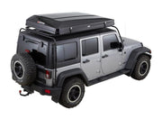 ikamper skycamp 2.0 roof top tent on jeep rubicon closed rtt rear three quarter view