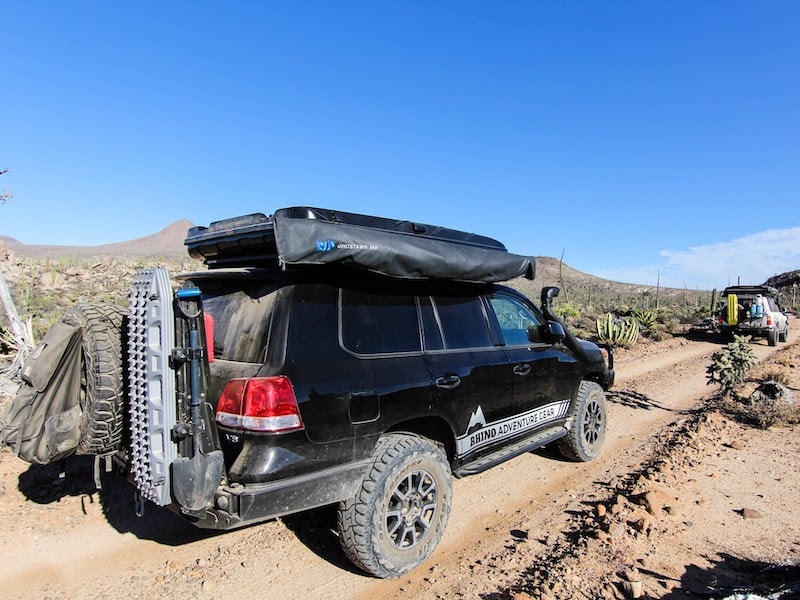 RLD GhostAwn 360 awning packed in bag mounted on roof rack